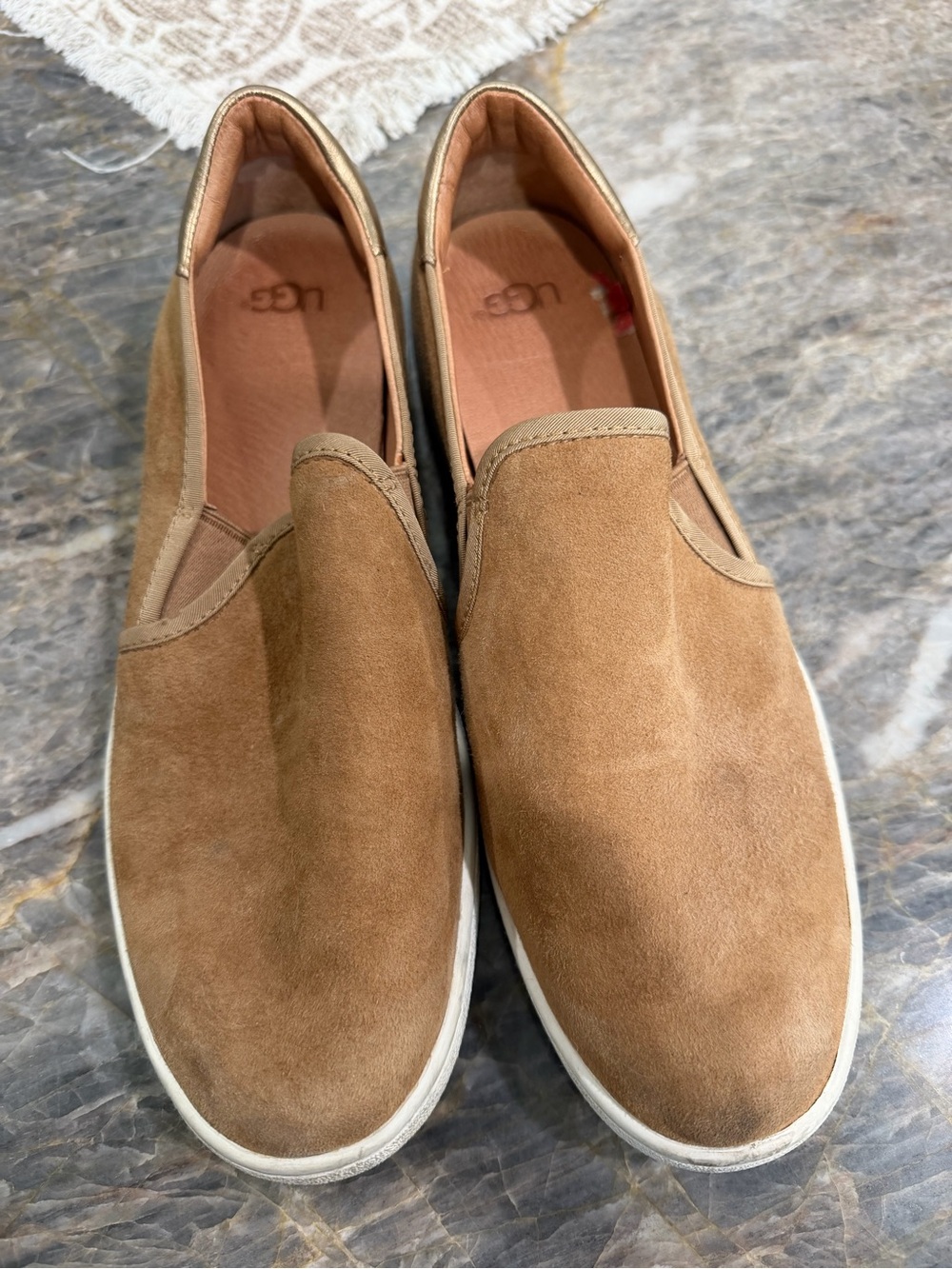UGG Men’s Slip-On Suede Loafers in Chestnut Brown